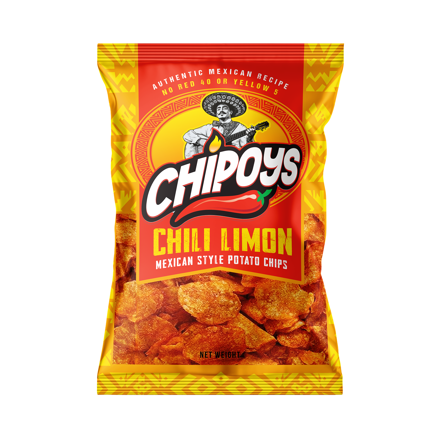 Chipoys Chili Limón Mexican Style Potato Chips, 2.5oz (5-Pack)