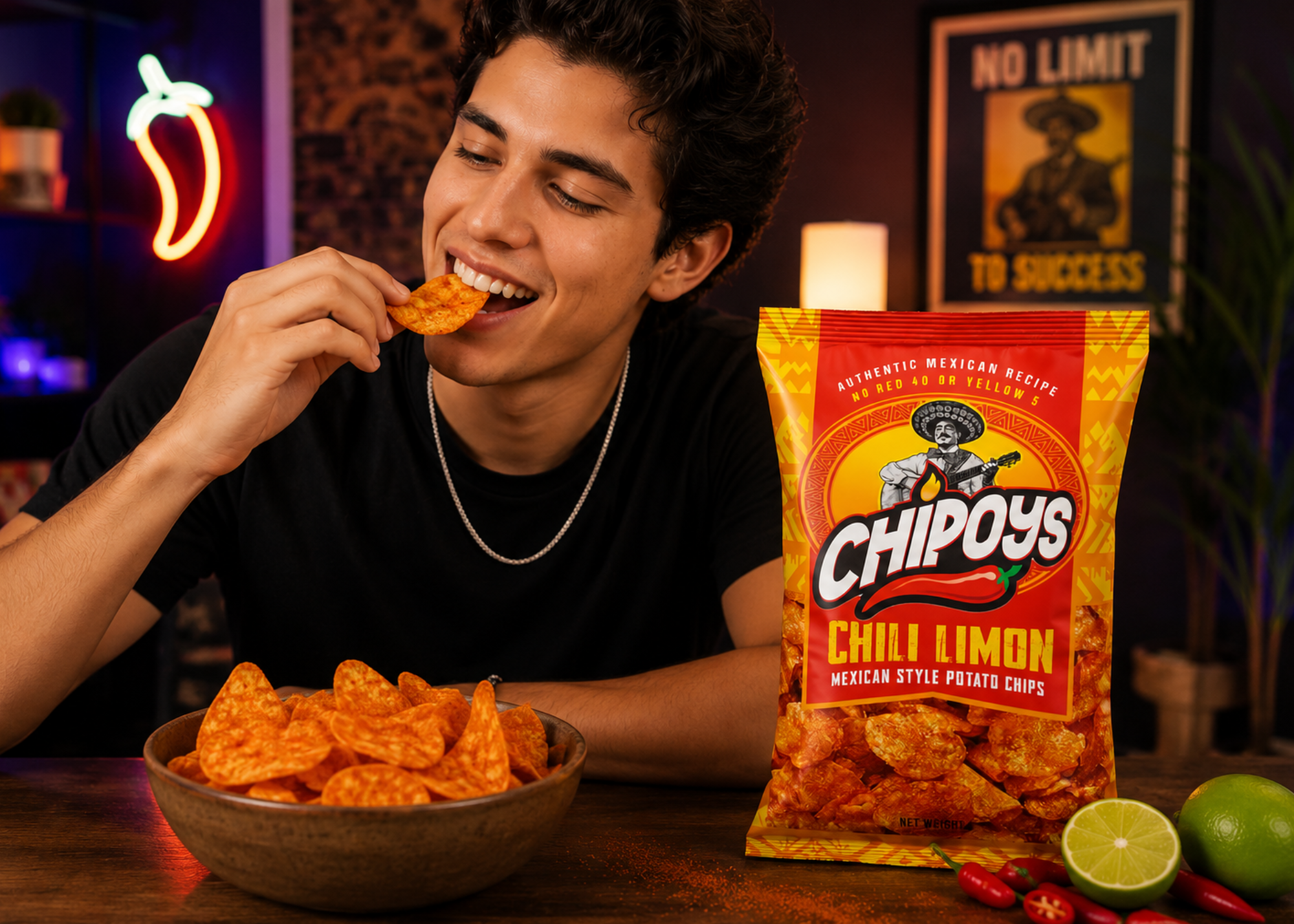 Chipoys Chili Limón Mexican Style Potato Chips, 2.5oz (5-Pack)