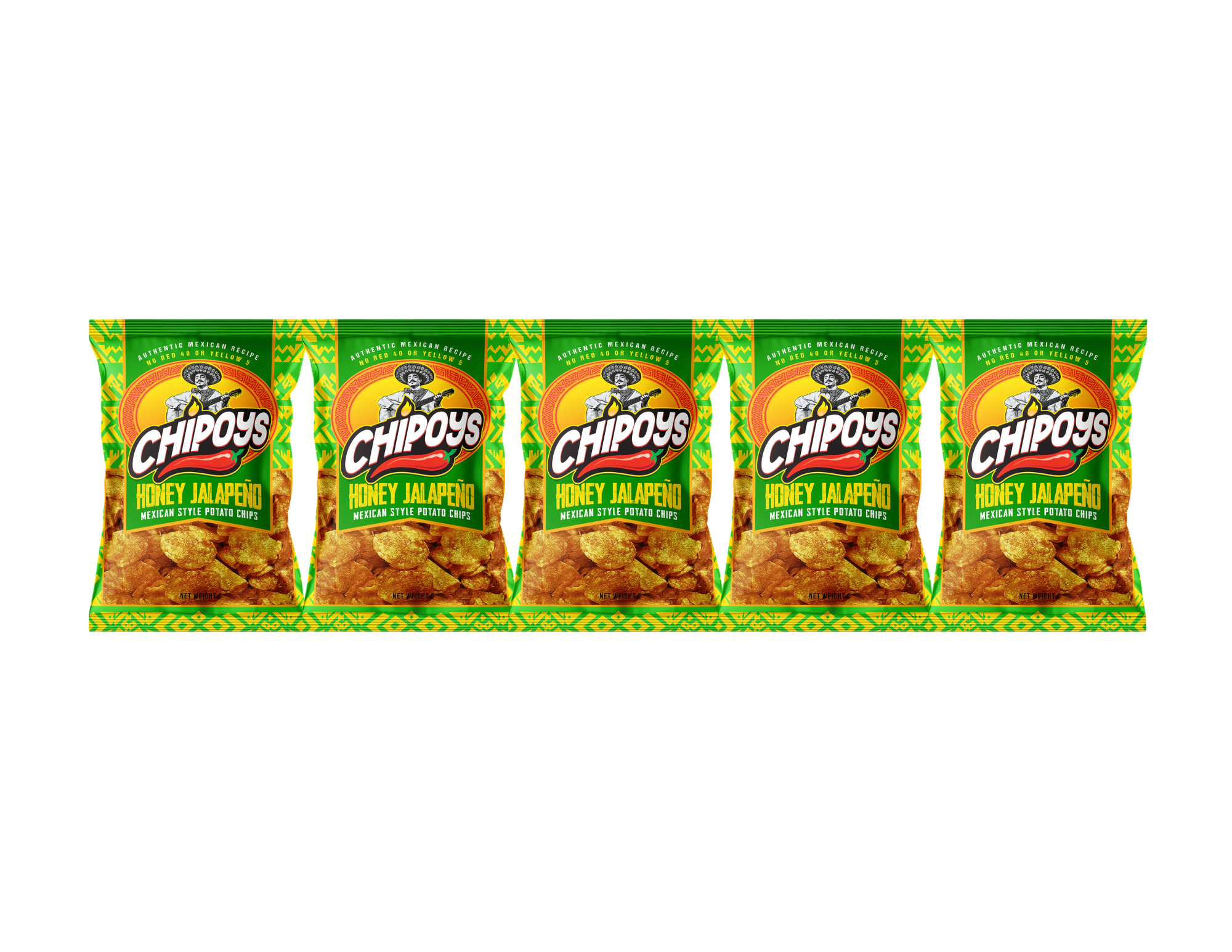 Chipoys Honey Jalapeño Mexican Style Potato Chips, 2.5oz (5-Pack)