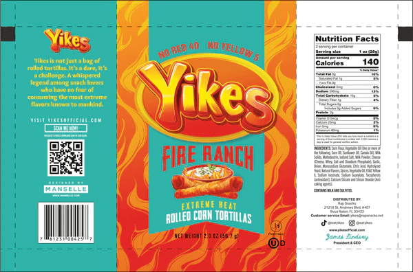 Yikes Fire Ranch – Spicy Ranch Snack, 4oz Bag