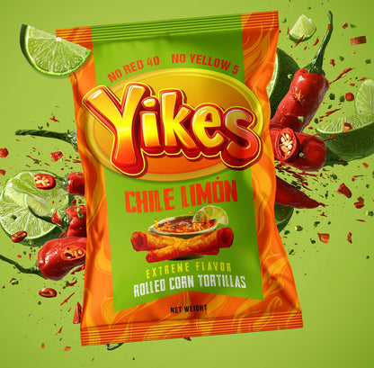 Yikes Chile Limón Chips – Spicy Chili Lime Snack, 4oz Bags (Case of 10)