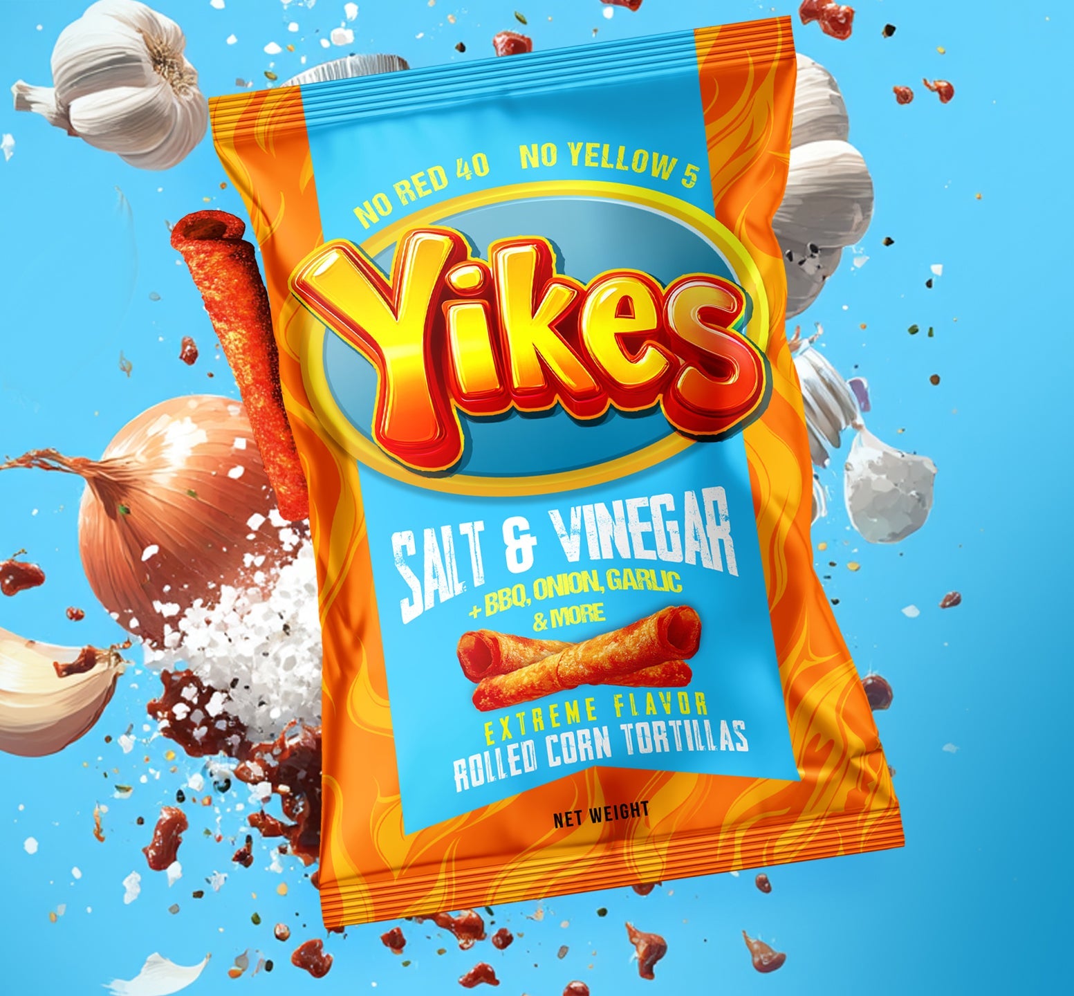 Yikes Salt & Vinegar Chips – Tangy Kettle Style Snack, 4oz (5-Pack)