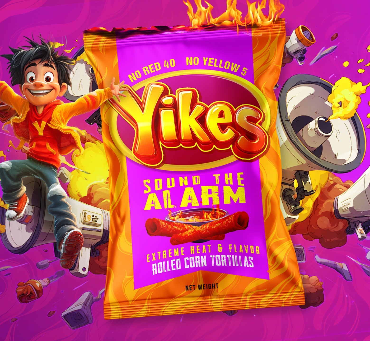 Yikes Sound The Alarm Chips – Extra Hot Spicy Snack, 4oz Bag