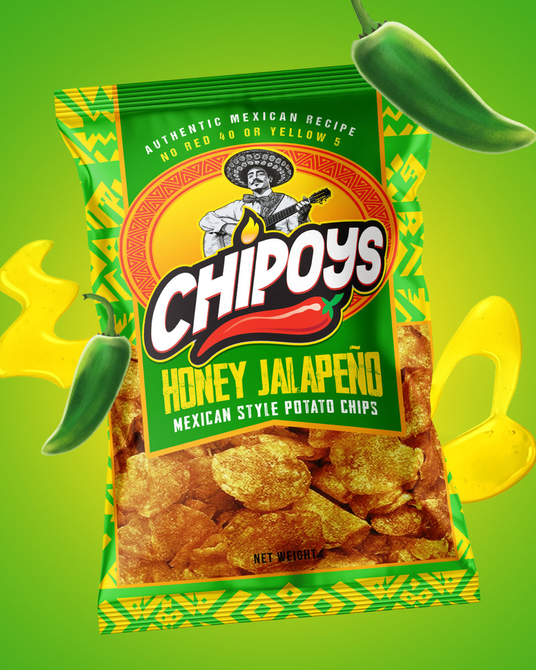 Chipoys Honey Jalapeño Mexican Style Potato Chips (2.5oz) (10 Bags)